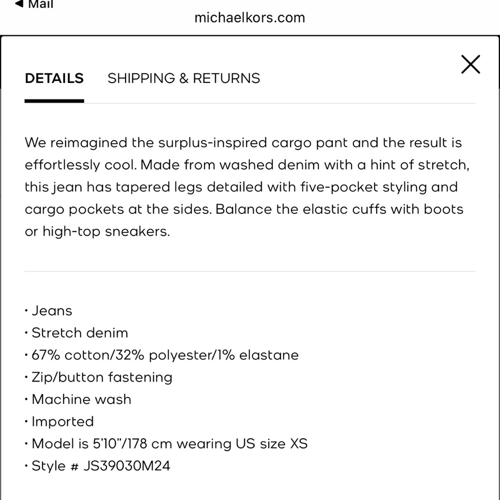 Michael Kors Navy Cargo Jeans - Picture 3 of 3